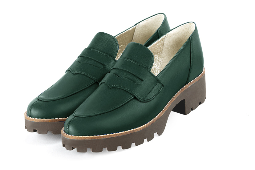 Forest green dress loafers for women - Florence KOOIJMAN